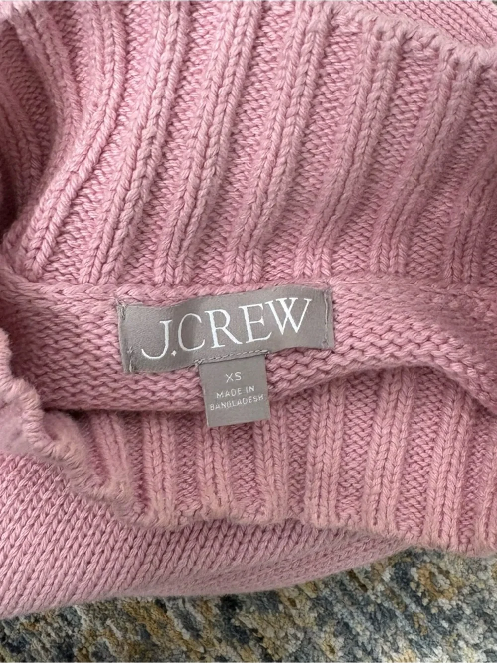 J. Crew Cotton Turtleneck Sweater Long Dleeve Ribbed Pale Blush Pink
